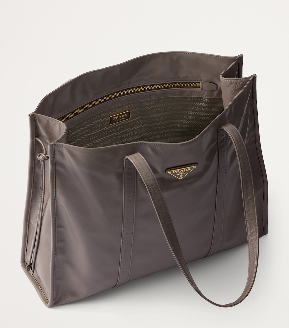 Prada Large Leather Tote Bag Image 4