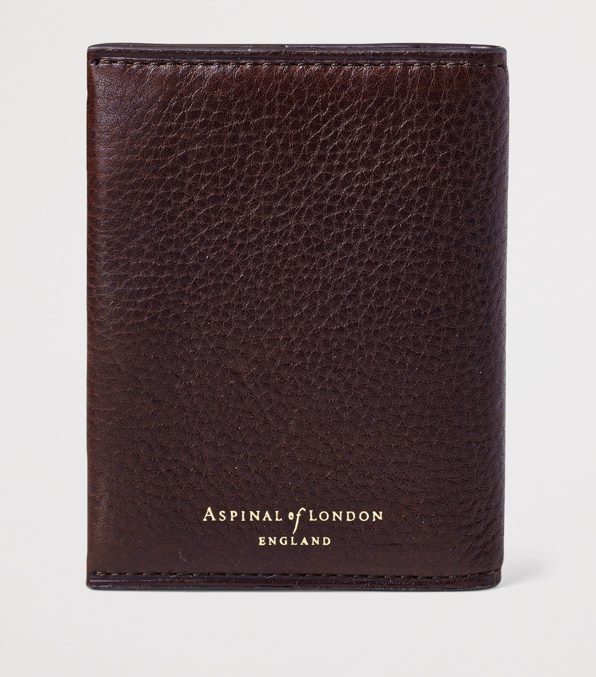 Aspinal Of London Grained Leather Shield Bifold Wallet Conker Image 2