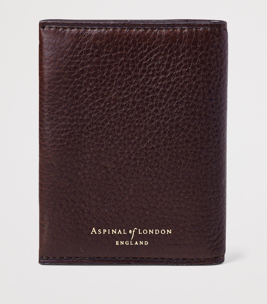 Aspinal Of London Grained Leather Shield Bifold Wallet Conker Image 2