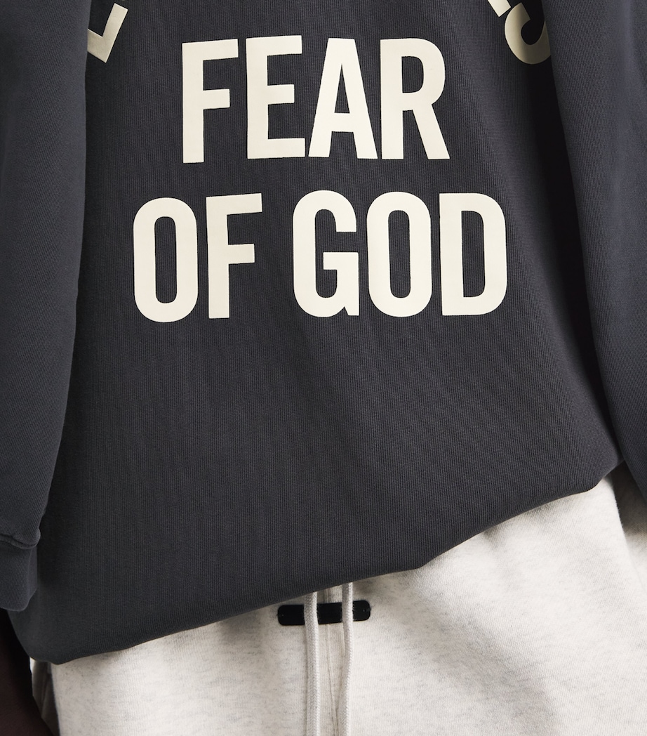 FEAR OF GOD ESSENTIALS Mens Oversized Logo Campus T-Shirt Faded Black Image 3