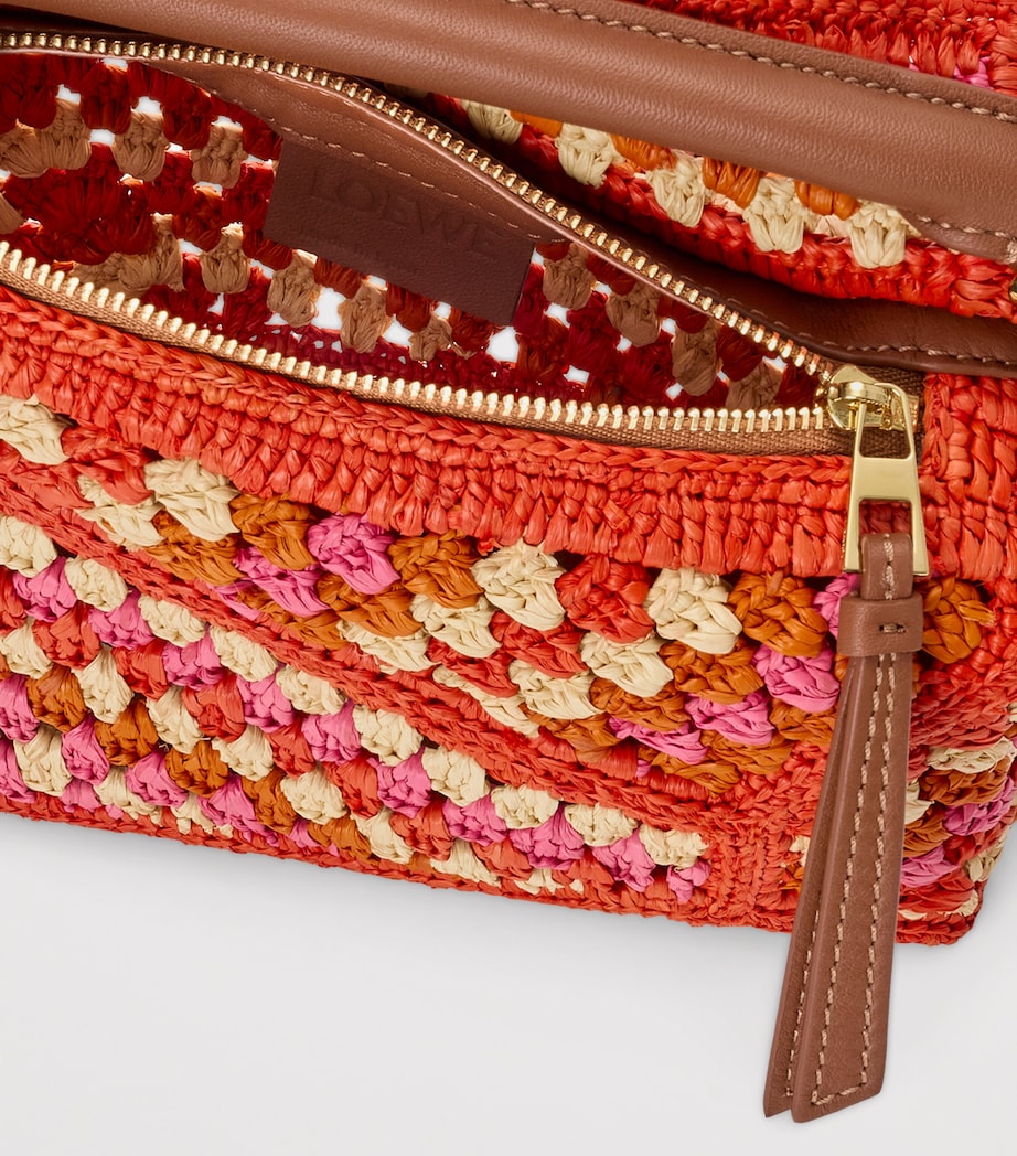 LOEWE x Paula's Ibiza Mini Crochet Puzzle Edge Top Handle Bag Bright Orange/pink Image 6