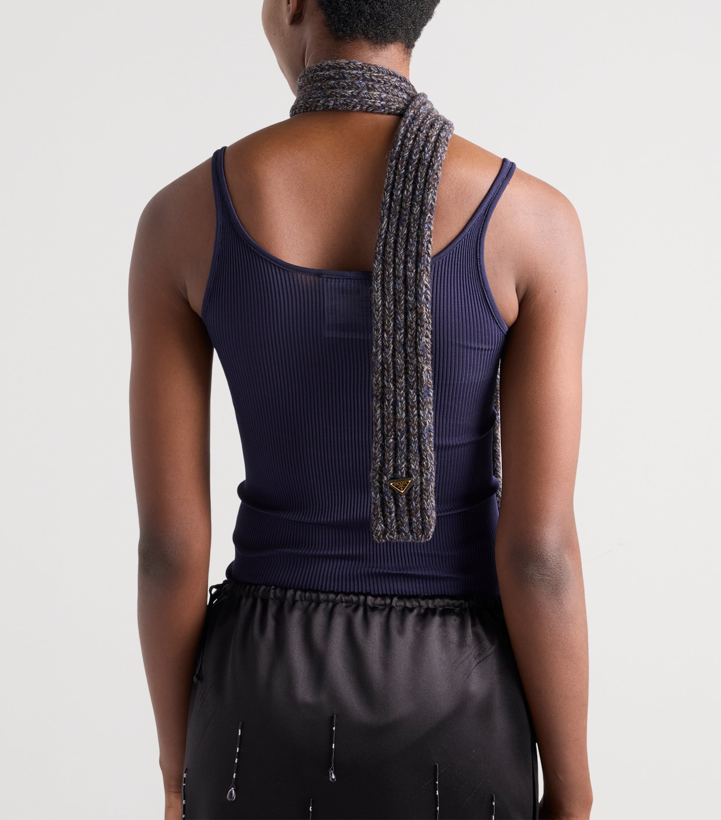 Prada Womens Silk-Knit Tank Top Blue Image 5