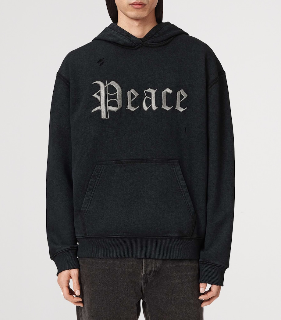 AllSaints Mens Organic Cotton Utopia Hoodie Washed Black Image 3