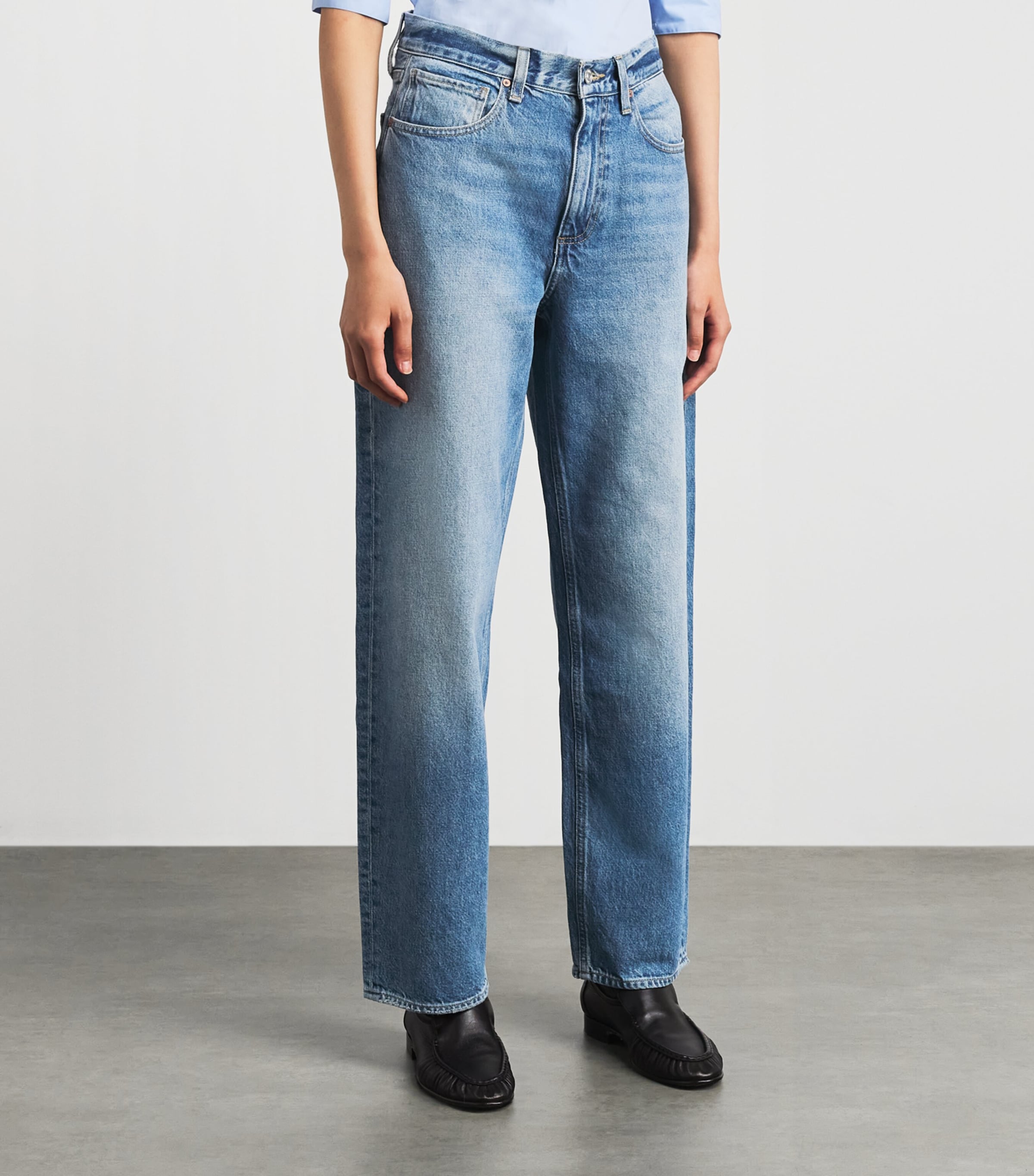PAIGE Womens High-Rise Tapered Emilie Jeans Mariners Image 4