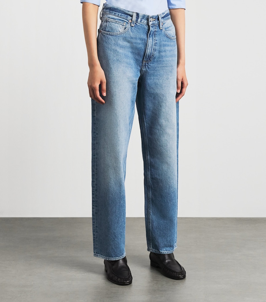 PAIGE Womens High-Rise Tapered Emilie Jeans Mariners Image 4