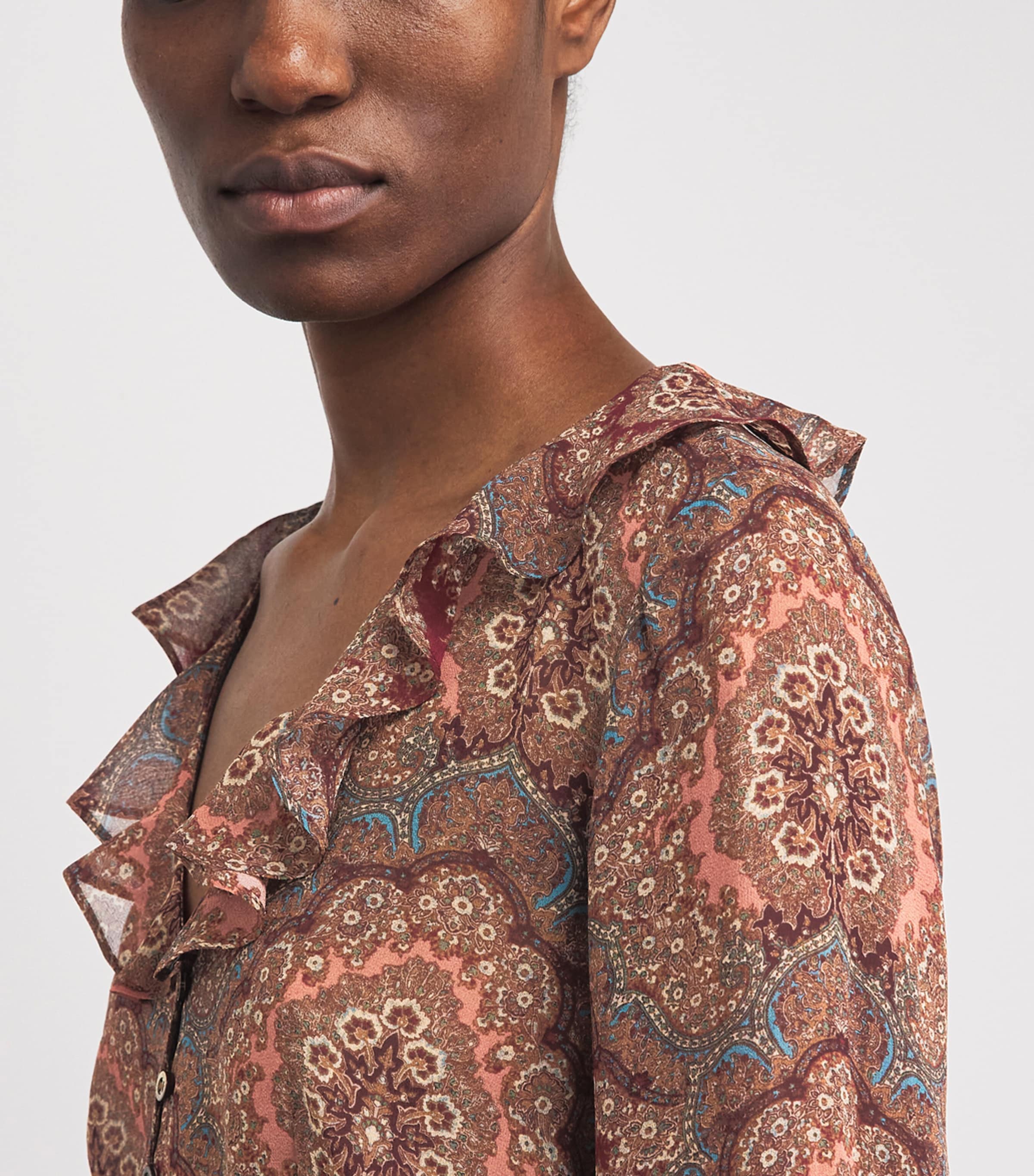 PAIGE Womens Silk Paisley Eve Blouse Sunset Multi Image 3