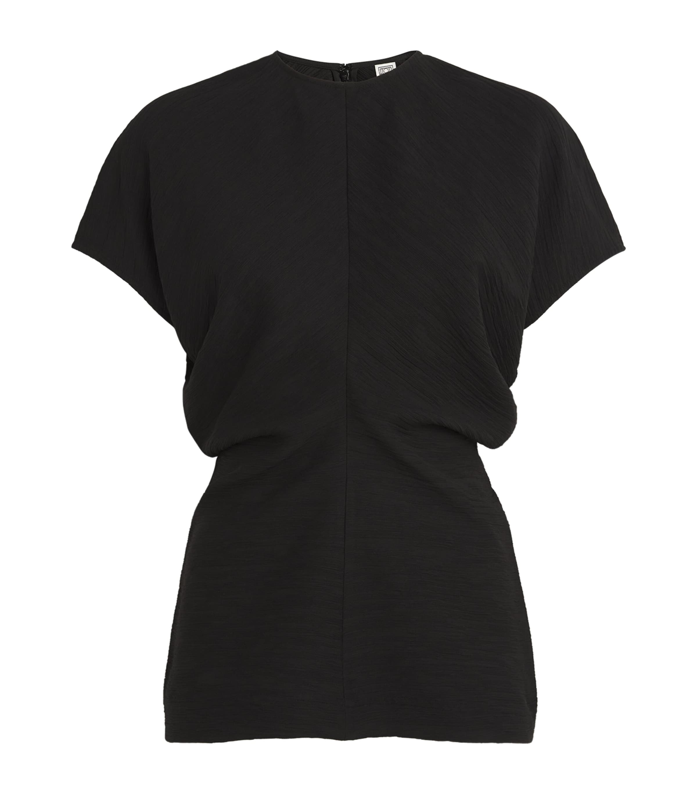 Shop Totême Short-sleeve Draped Top In Black