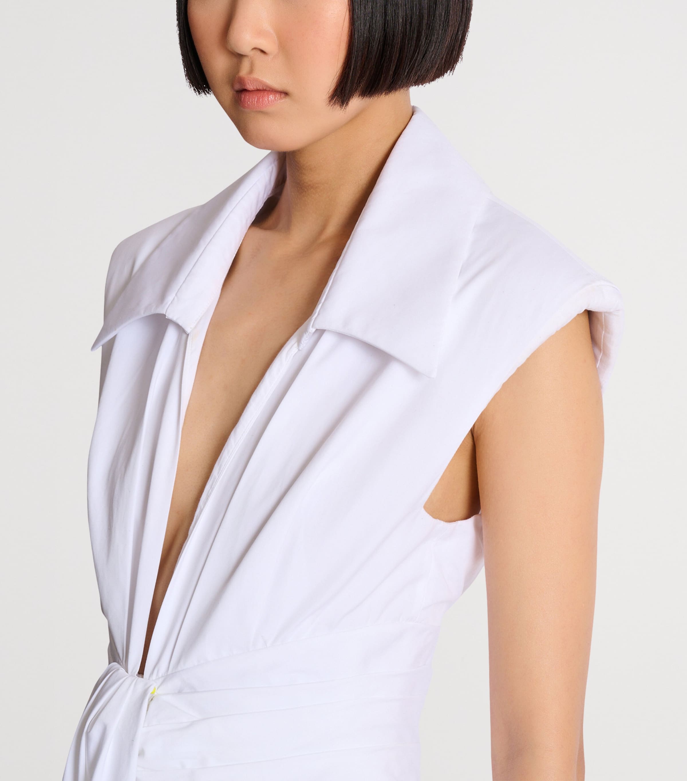 Balmain Womens Cotton Shirt Mini Dress Blanc Optique Image 5