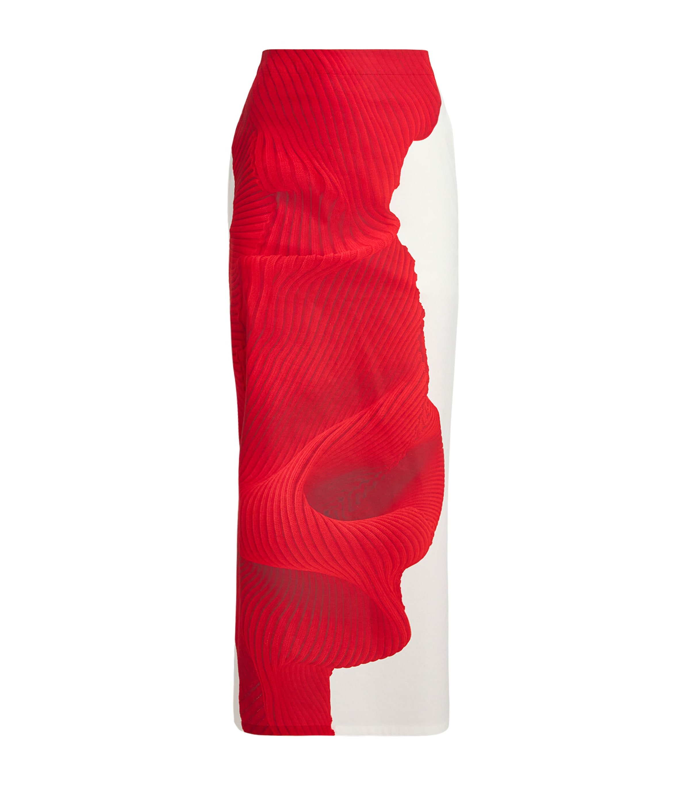 Issey Miyake Cotton-blend Knit As Represented Maxi Skirt In Red