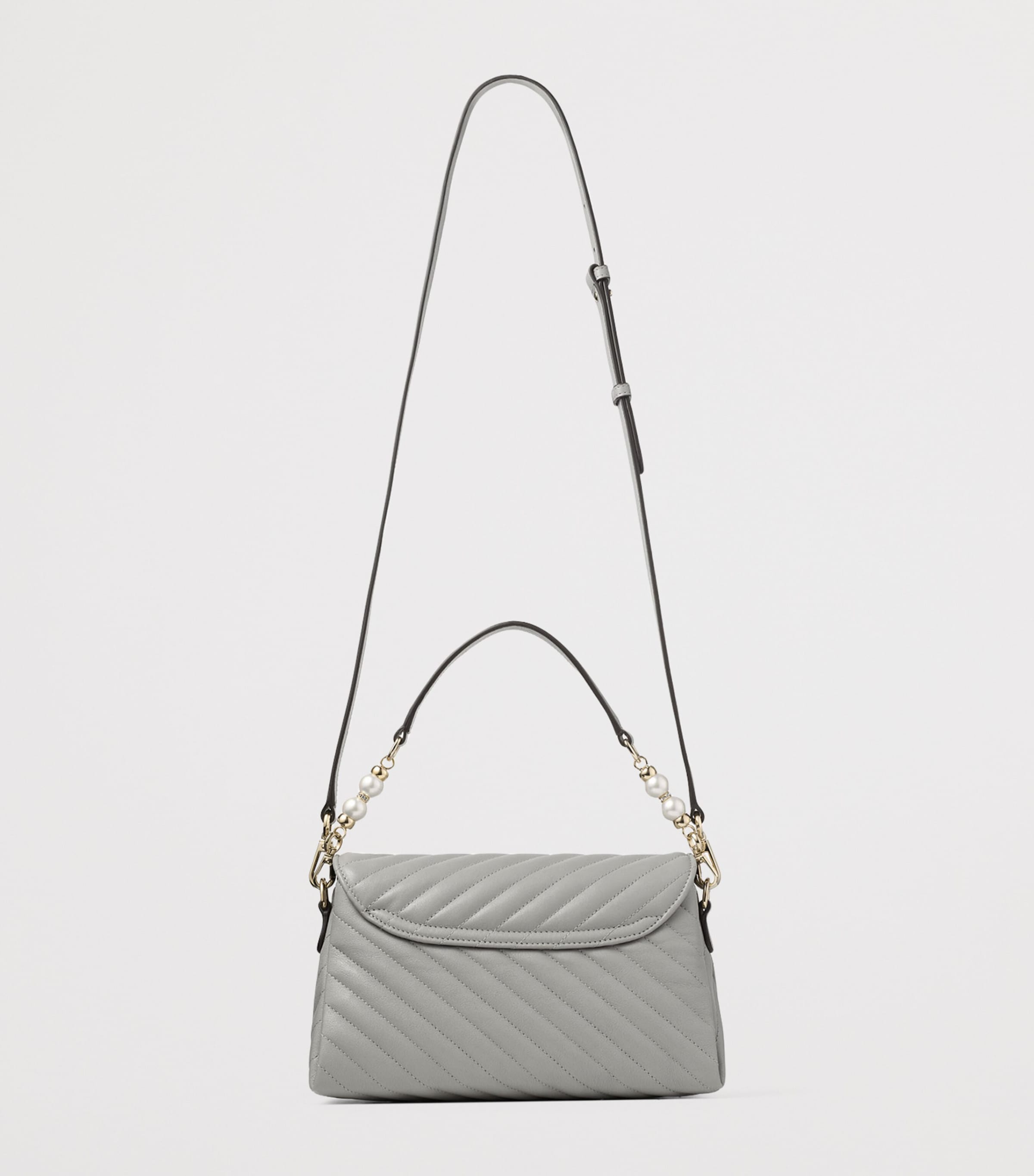 Leather Curve Top-Handle Bag DOVE/SHINY GOLD Image 3