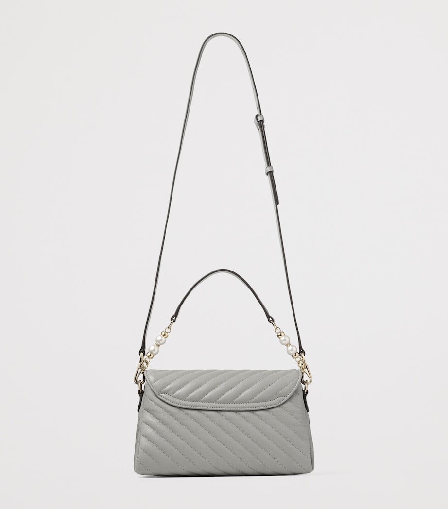 Leather Curve Top-Handle Bag DOVE/SHINY GOLD Image 3