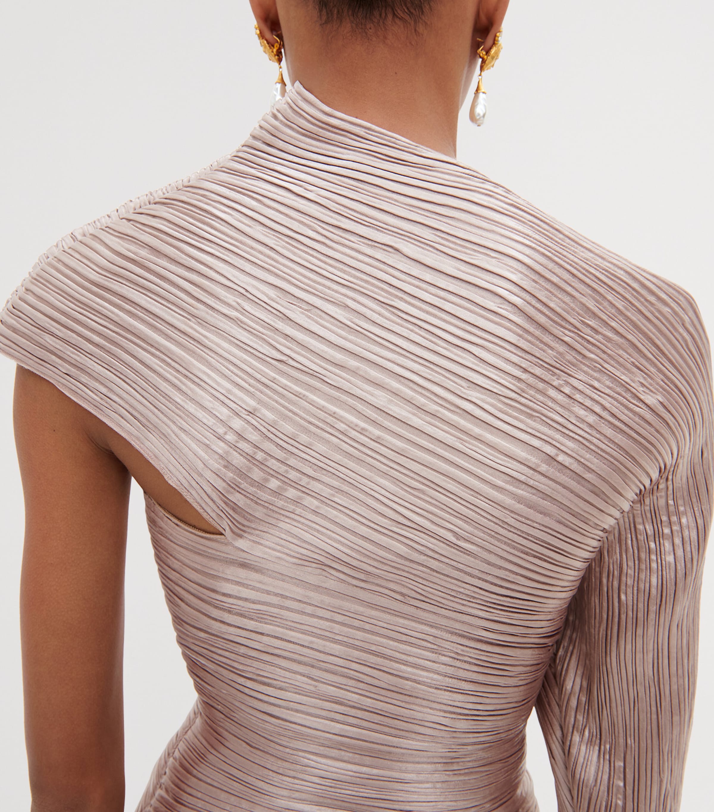 Schiaparelli Womens Pleated Midi Skirt Nude Image 5