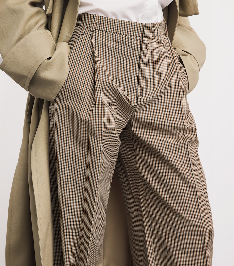 Vince Womens Cotton-Lyocell Check Camille Trousers Ltwhtstn Chck Image 3