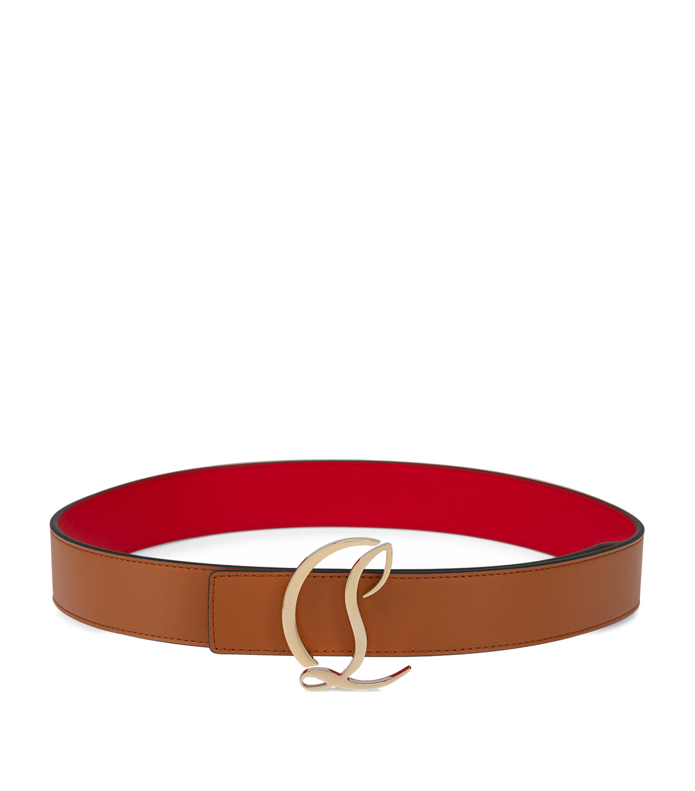 Christian Louboutin Cl Logo Leather Belt In Red