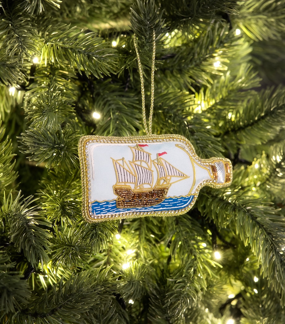 Tinker Tailor Ship in Bottle Tree Decoration Pale Blue & Gold Image 3