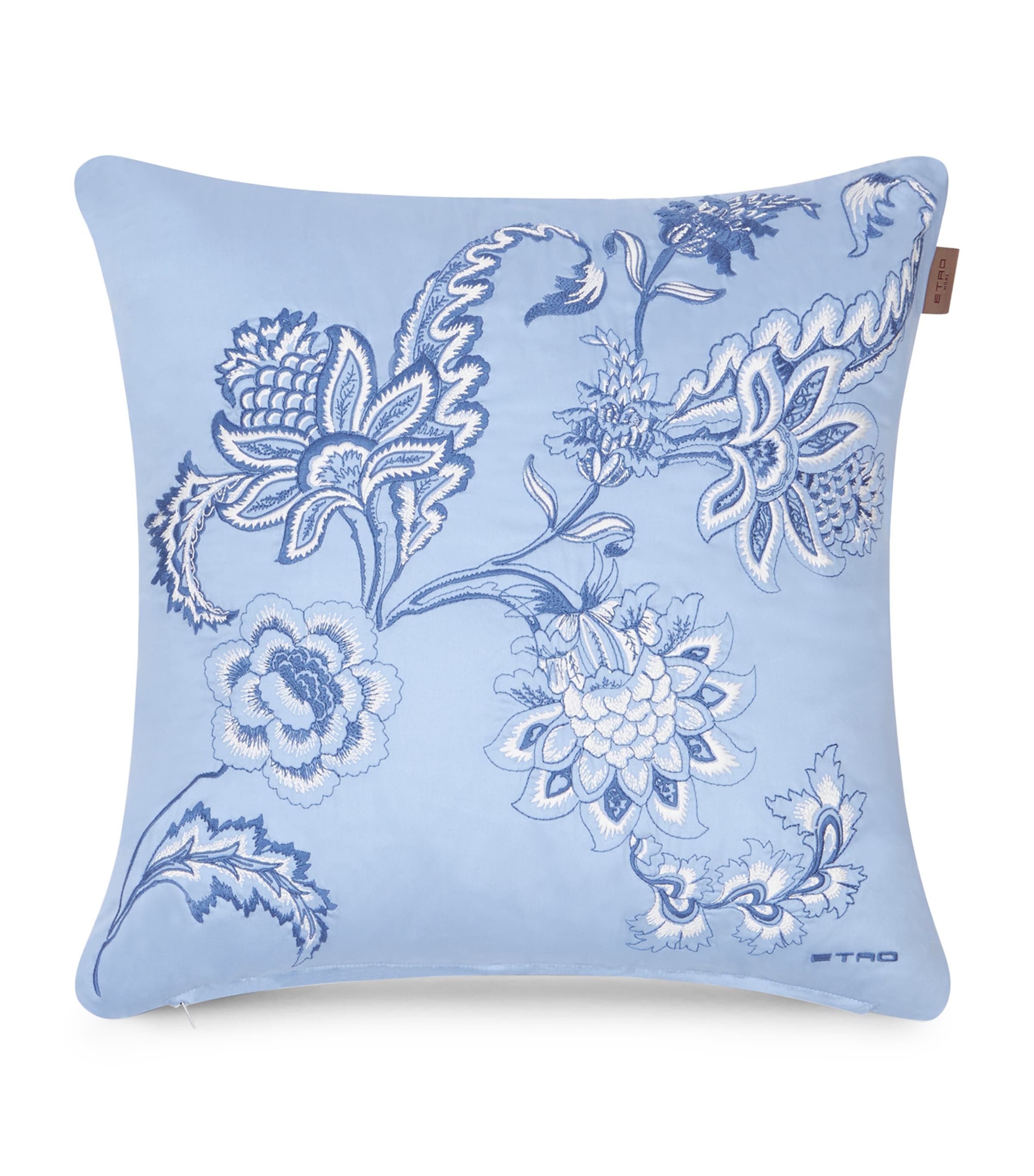 Etro Cotton Bloom Embroidered Cushion In Blue