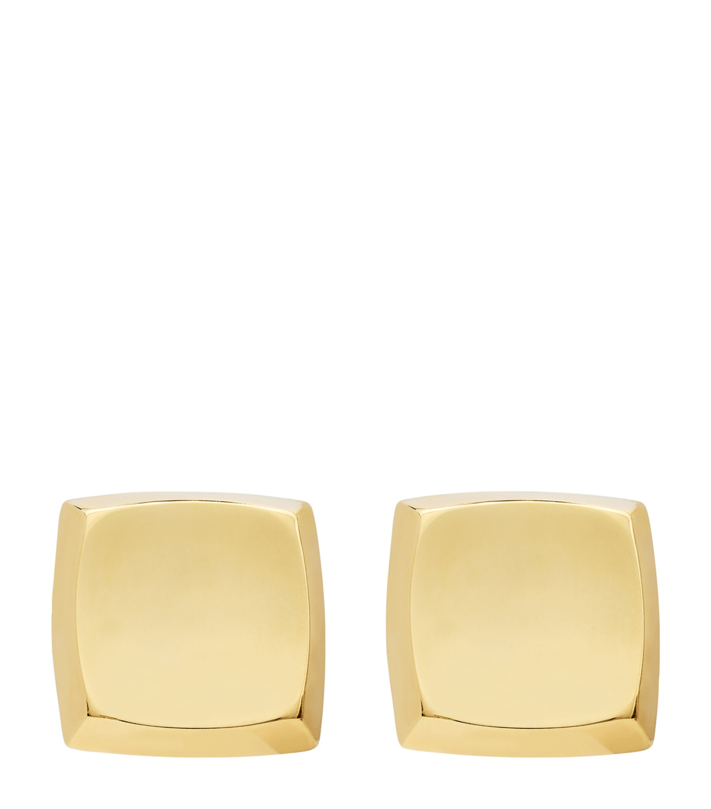 Saint Laurent Curvy Square Curved-corners Earrings In Gold