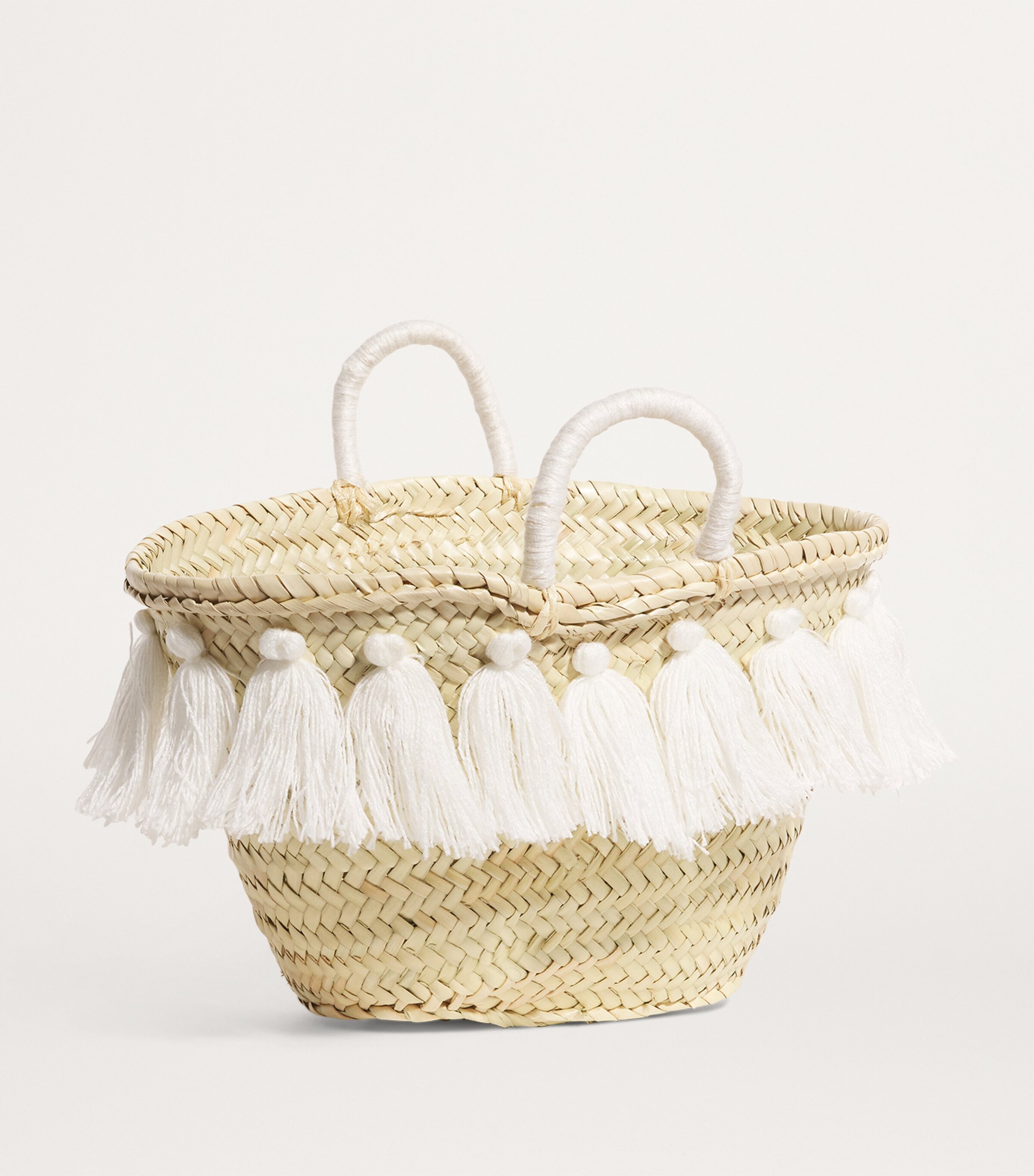 Medium Tassle Basket Bag WHITE Image 2