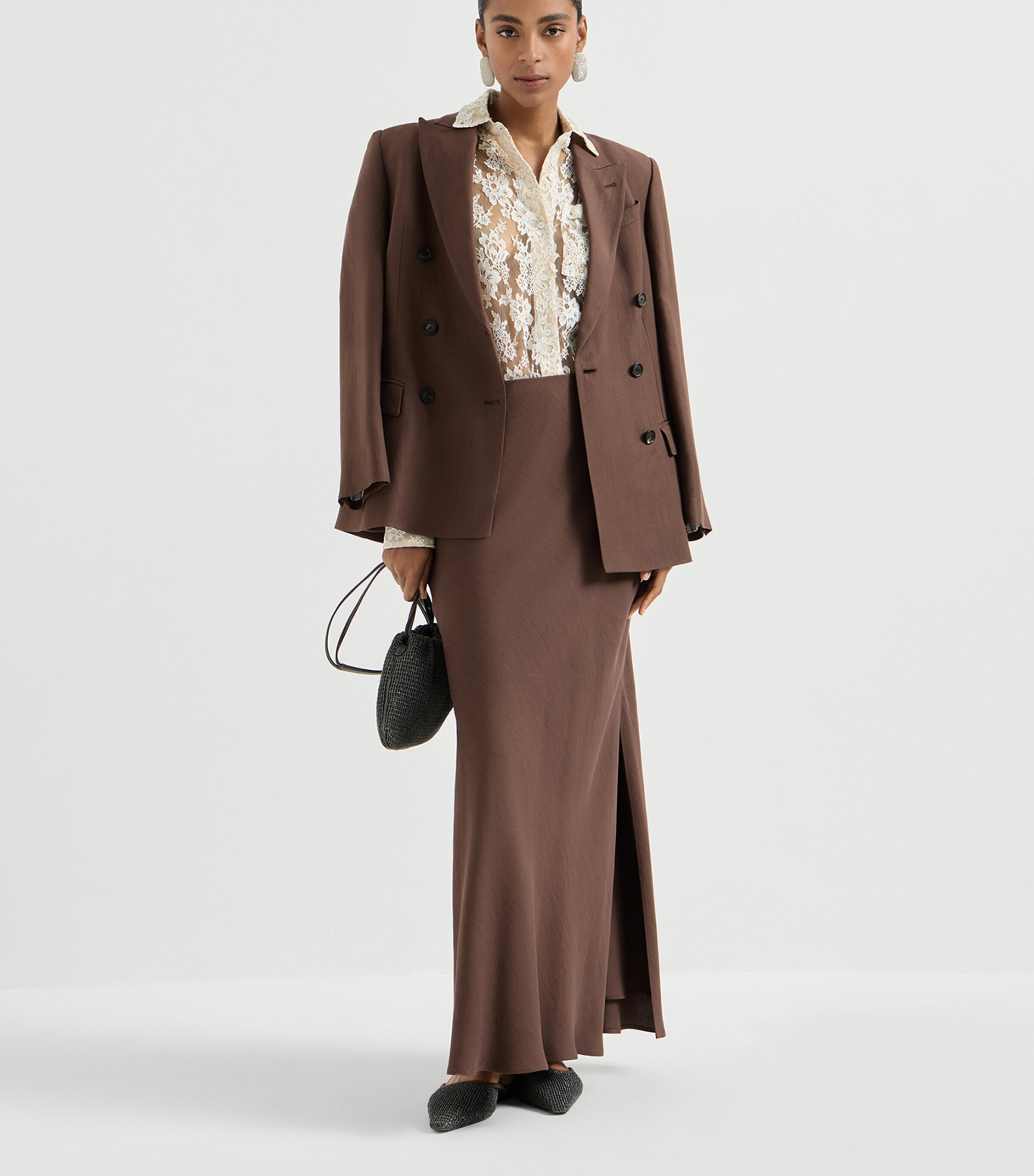 Brunello Cucinelli Womens Twill Maxi Skirt Image 2