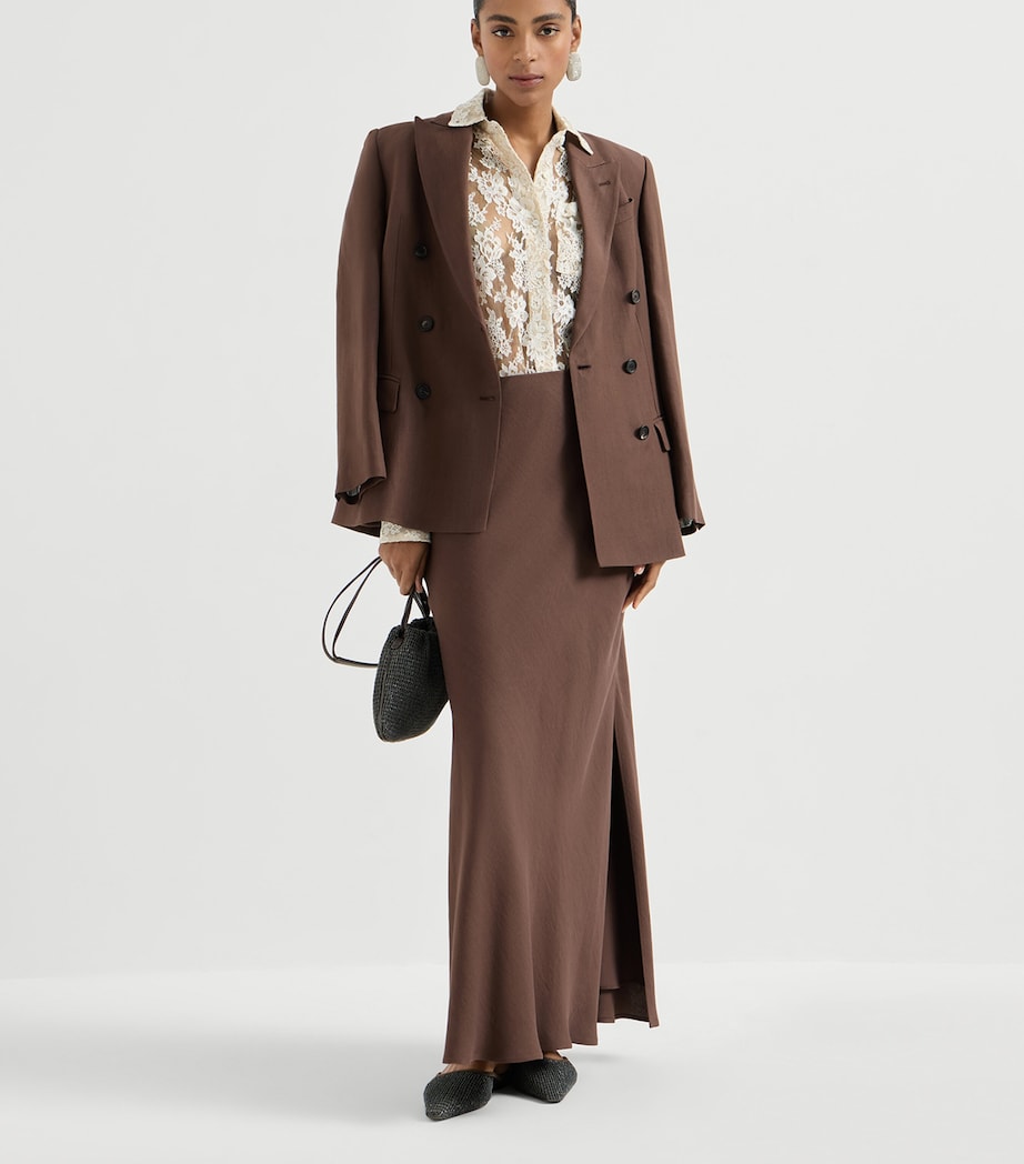 Brunello Cucinelli Womens Twill Maxi Skirt Image 2