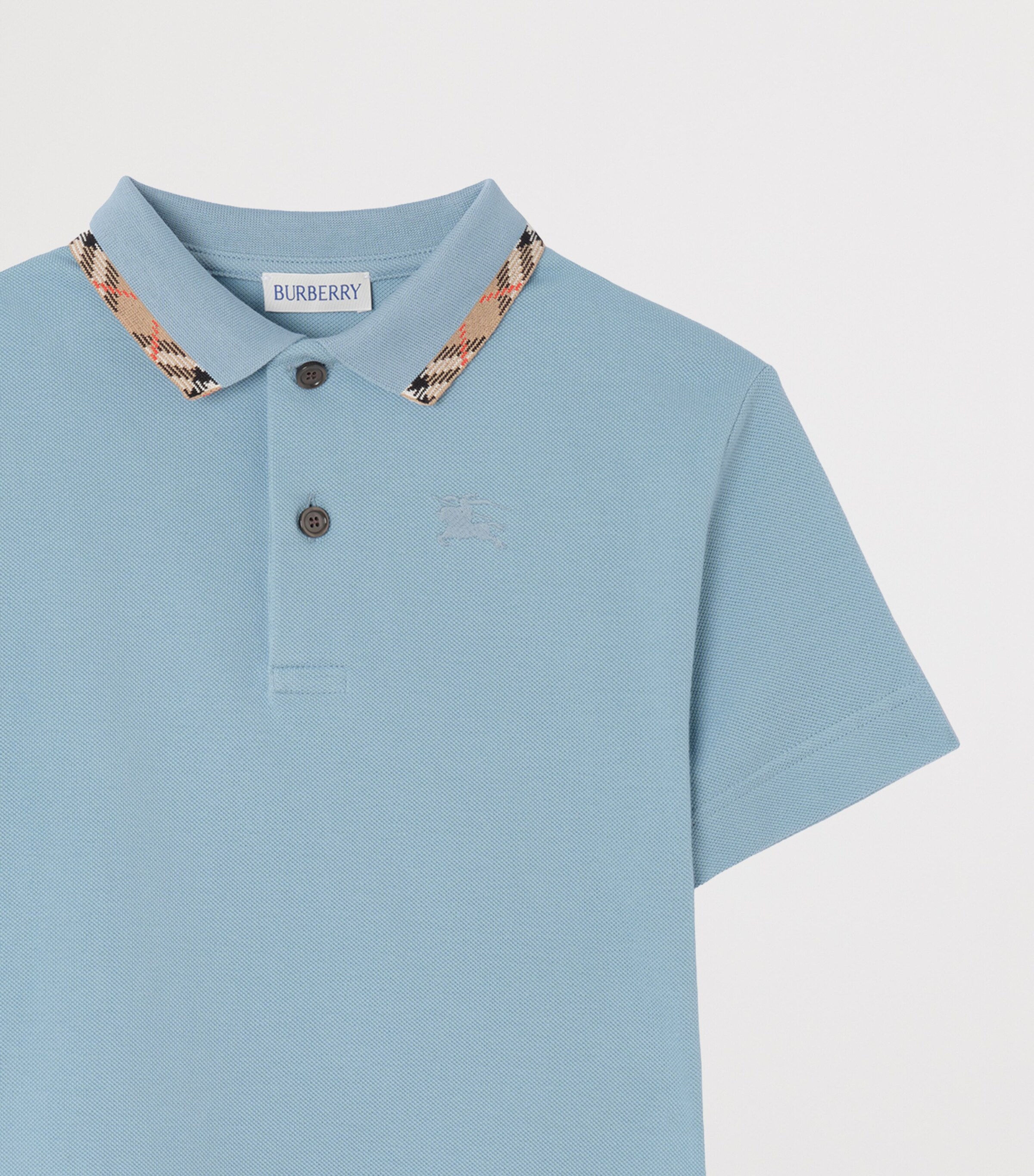 Burberry Kids Cotton Polo Shirt (14 Years) Misty Blue Image 3