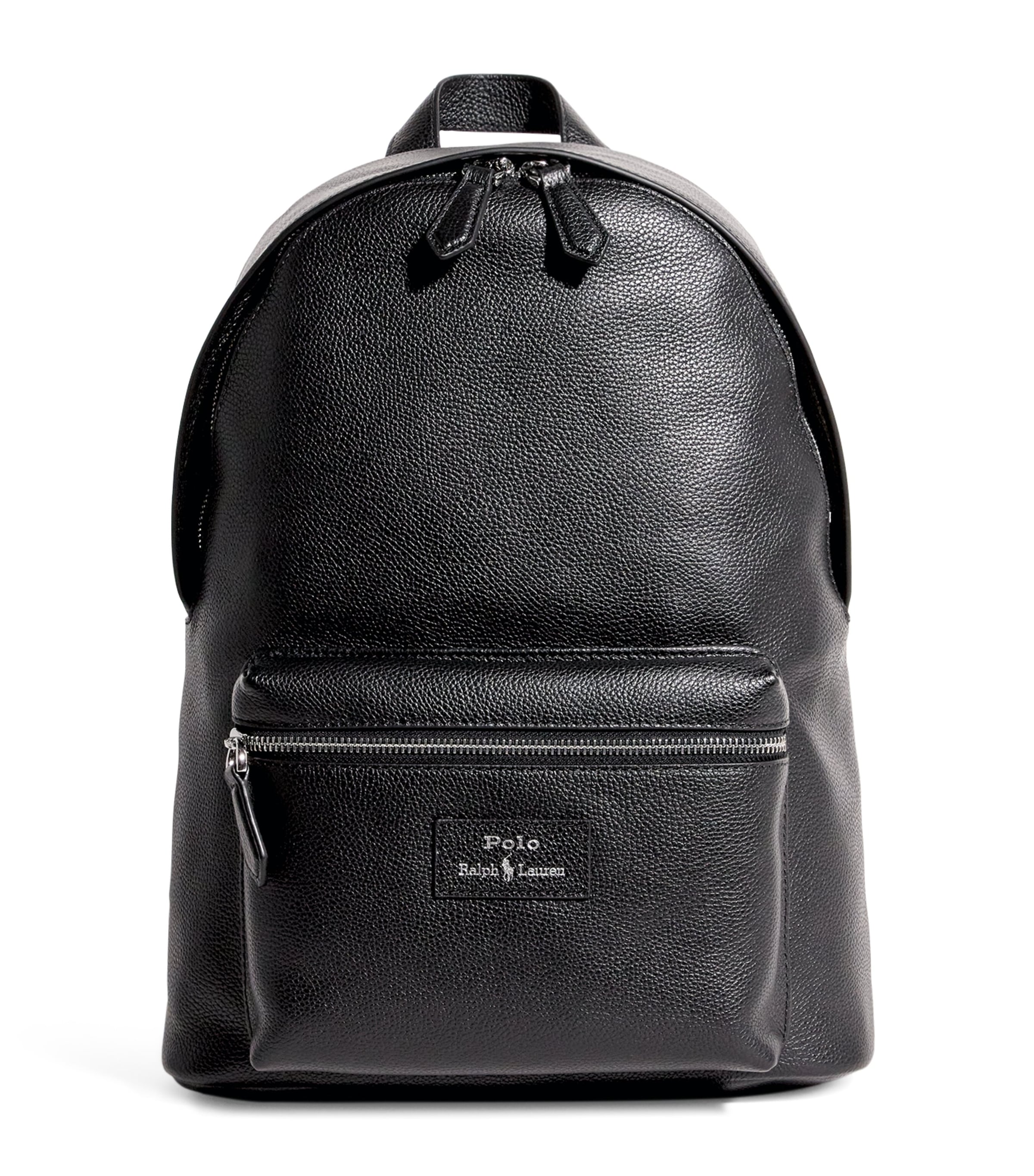 Polo Ralph Lauren Pebbled Leather Backpack In Black