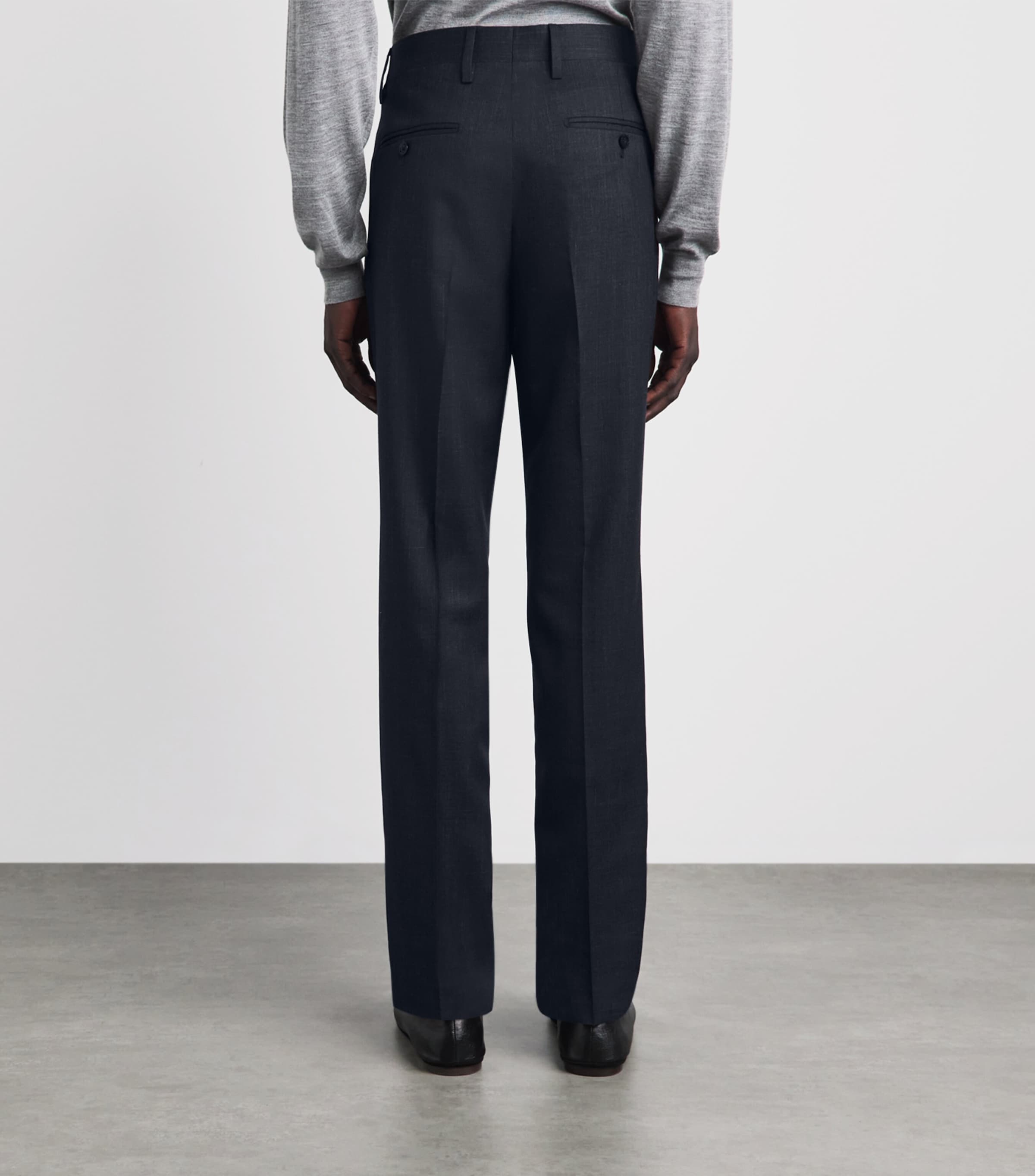 Lardini Mens Virgin Wool-Blend Suit Trousers Navy Image 5