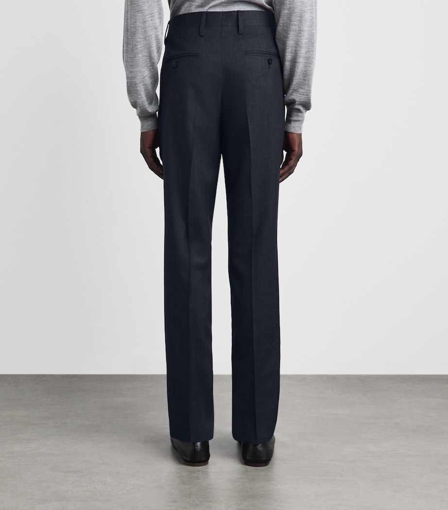Lardini Mens Virgin Wool-Blend Suit Trousers Navy Image 5