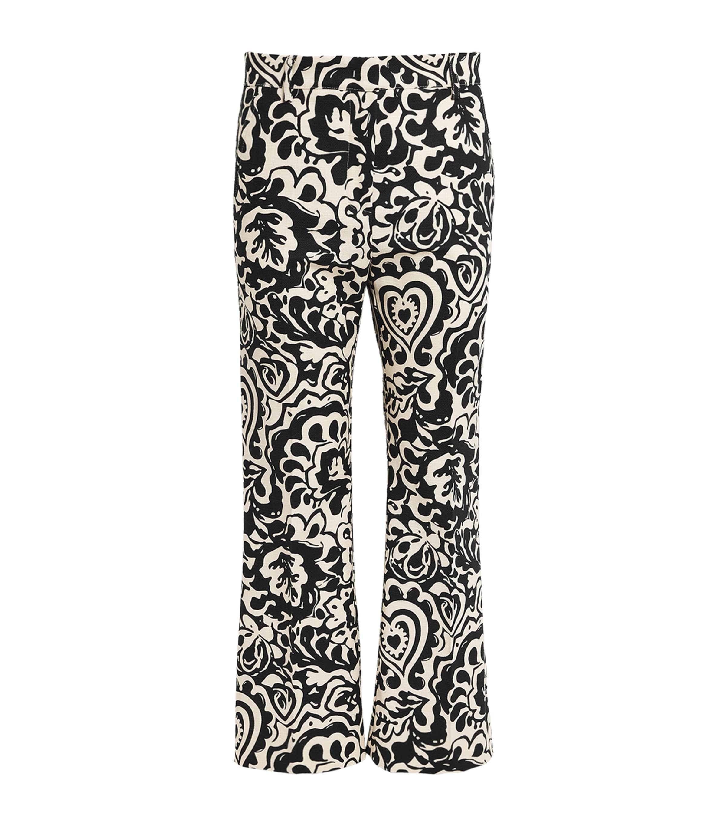 Weekend Max Mara Stretch-cotton Canvas Patterned Trousers In Black