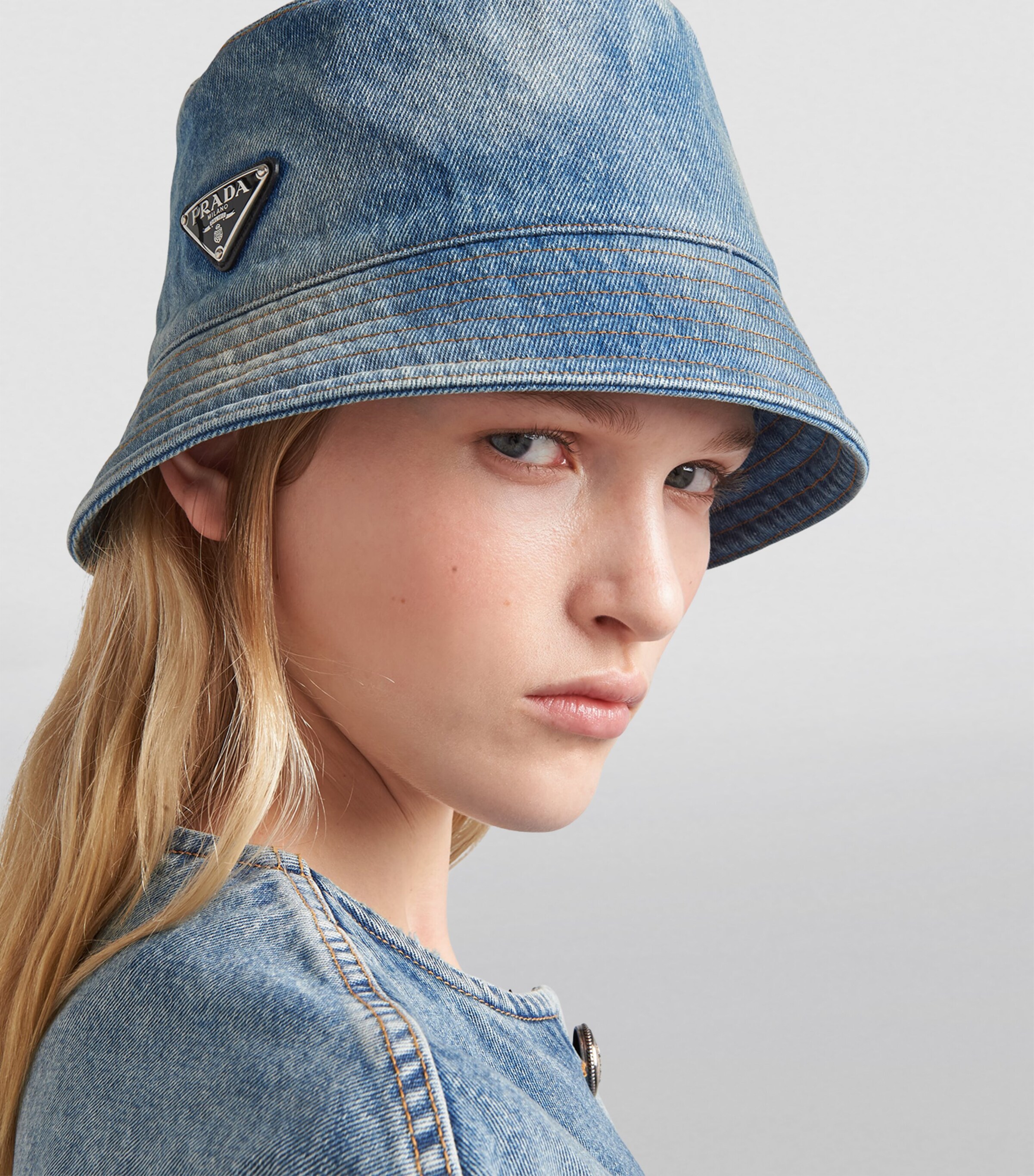 【送料&関税込】Prada Denim Bucket Hat Prada Denim Bucket Hat | Harrods UK