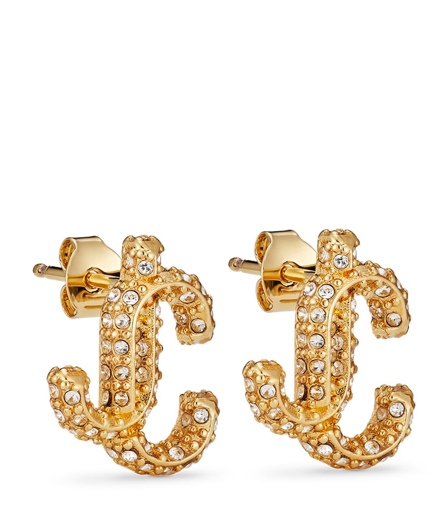 Crystal-Embellished JC Stud Earrings GOLD Image 4
