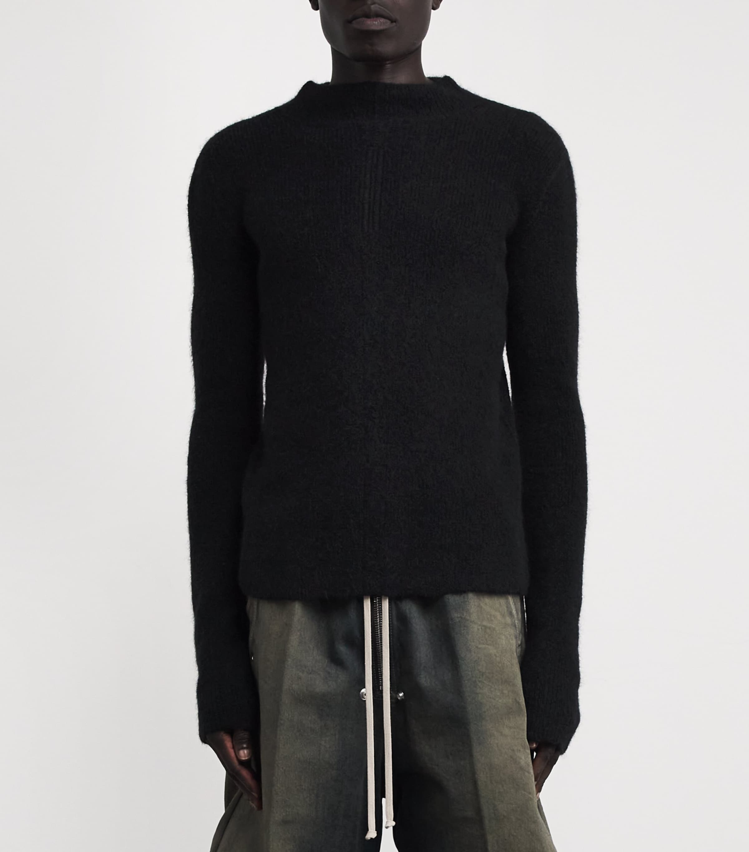 Rick Owens Mens Alpaca-Blend Headon Sweater Black Image 3