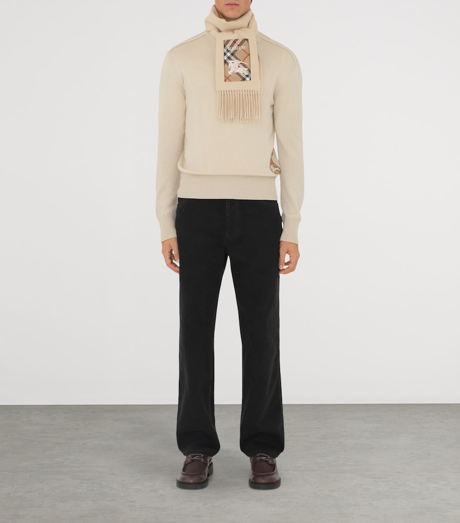 Cashmere Check Patch Scarf NUTMEG Image 4