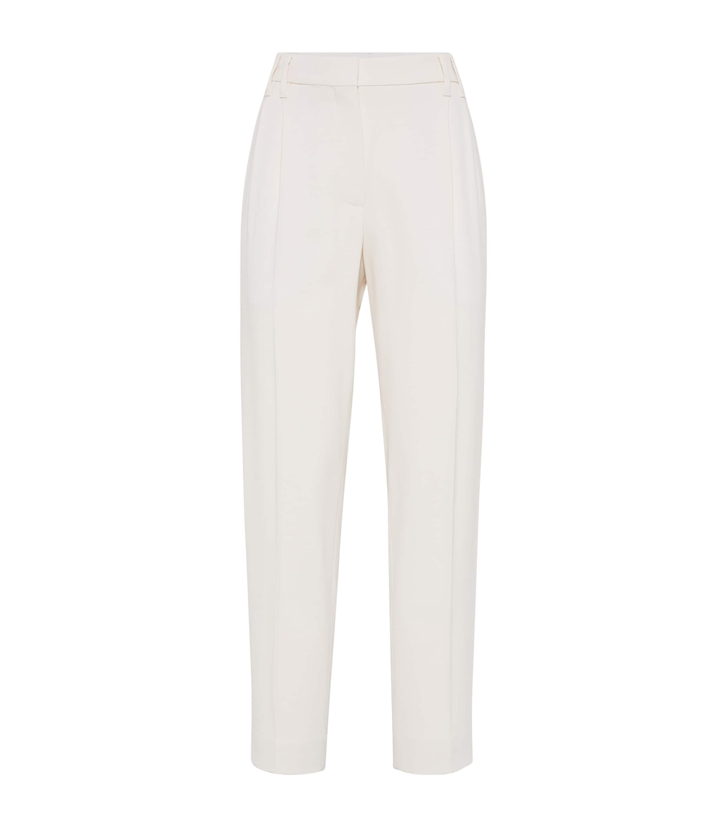 Brunello Cucinelli Women Slouchy Trousers In Viscose And Linen Fluid Twill With Moniline In White
