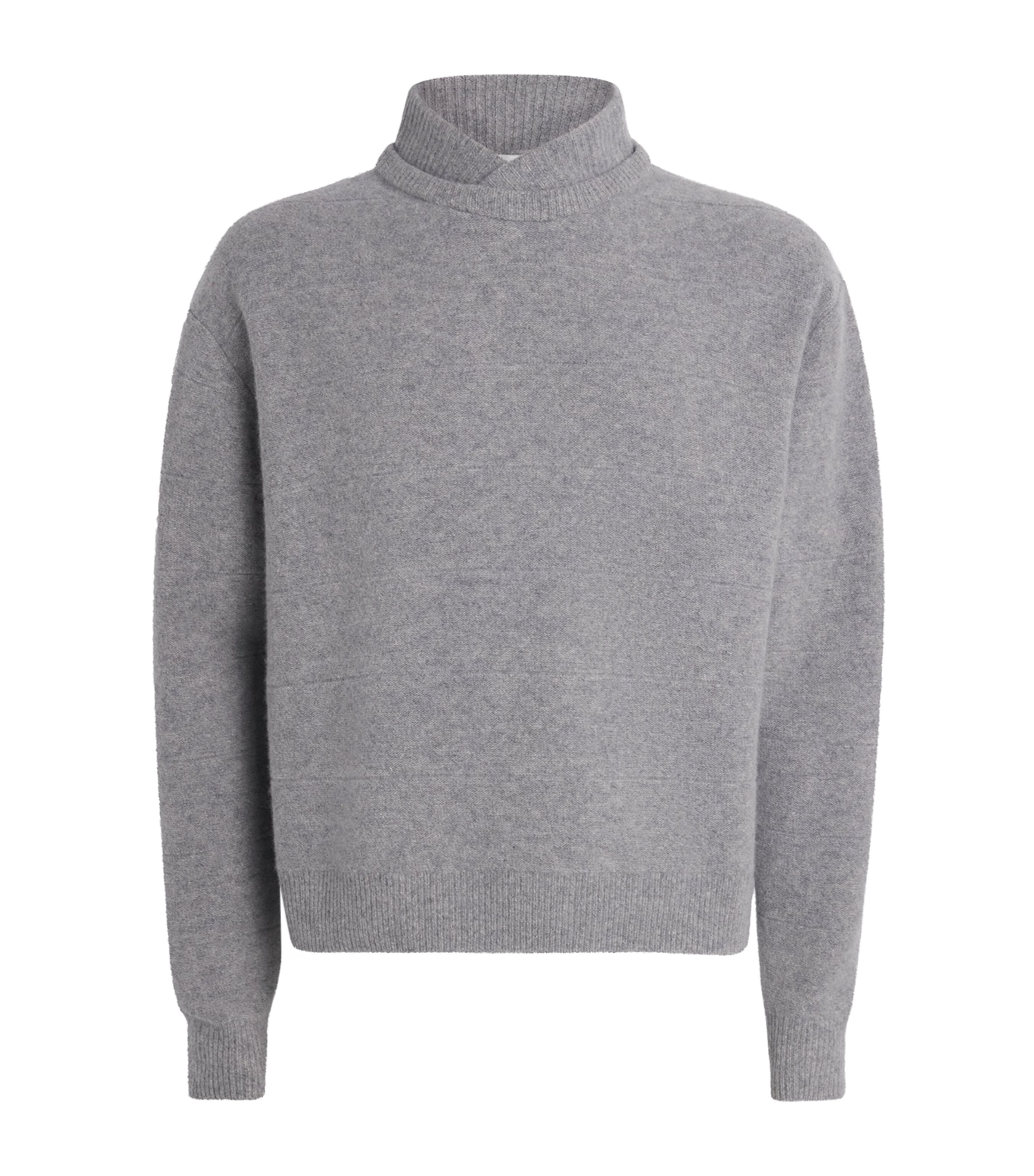 Le 17 Septembre Wool-blend Double Collar Sweatshirt In Gray