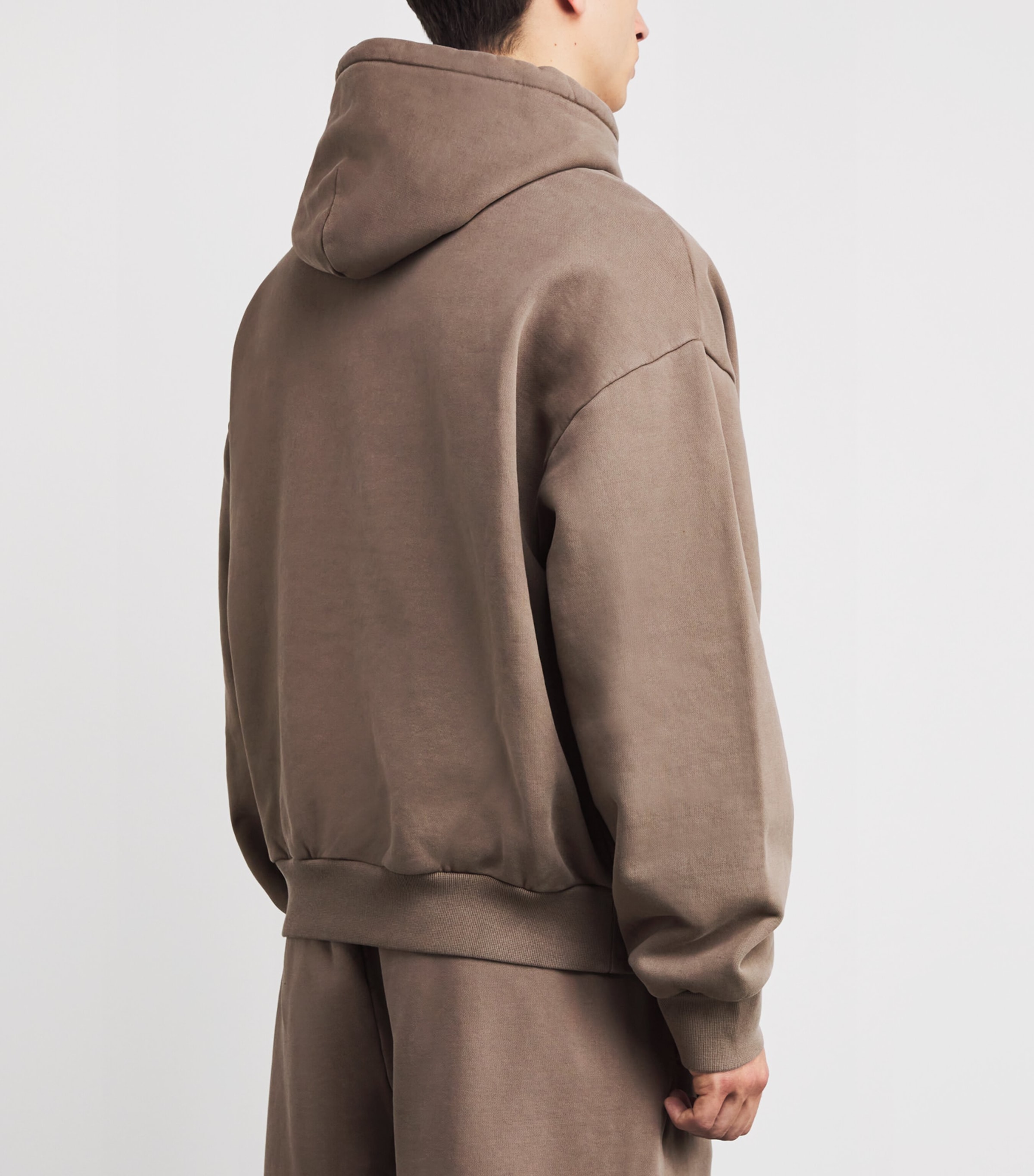 Cotton Fleece Relaxed Hoodie TRUFFLE Image 4
