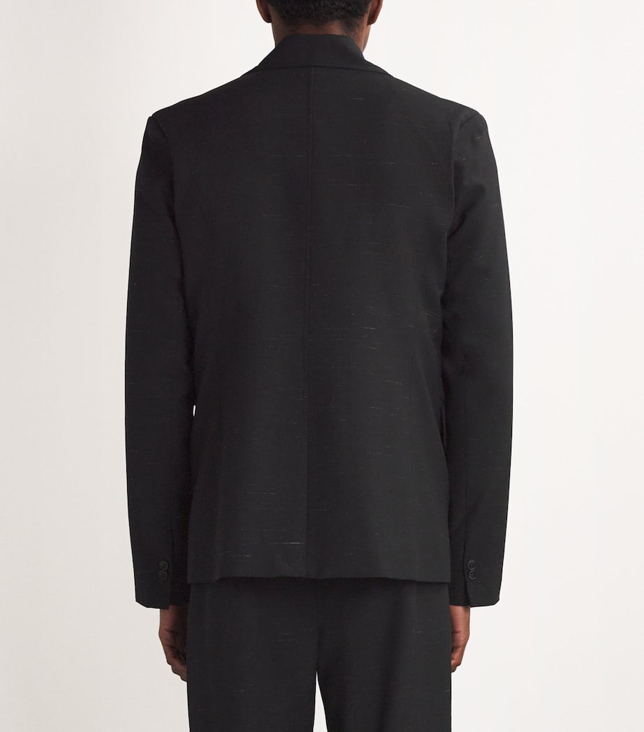 Wool-Linen Heathered Blazer BLACK Image 4
