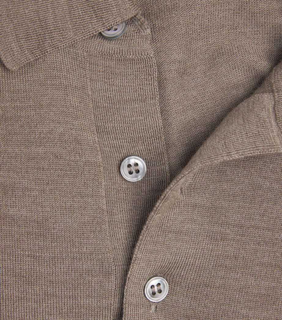 Virgin Wool Long-Sleeve Polo Shirt 420 Image 5