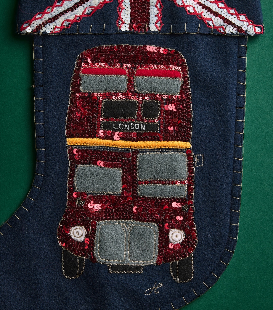 Jan Constantine Wool Sequinned Postbox Stocking Navy Image 2