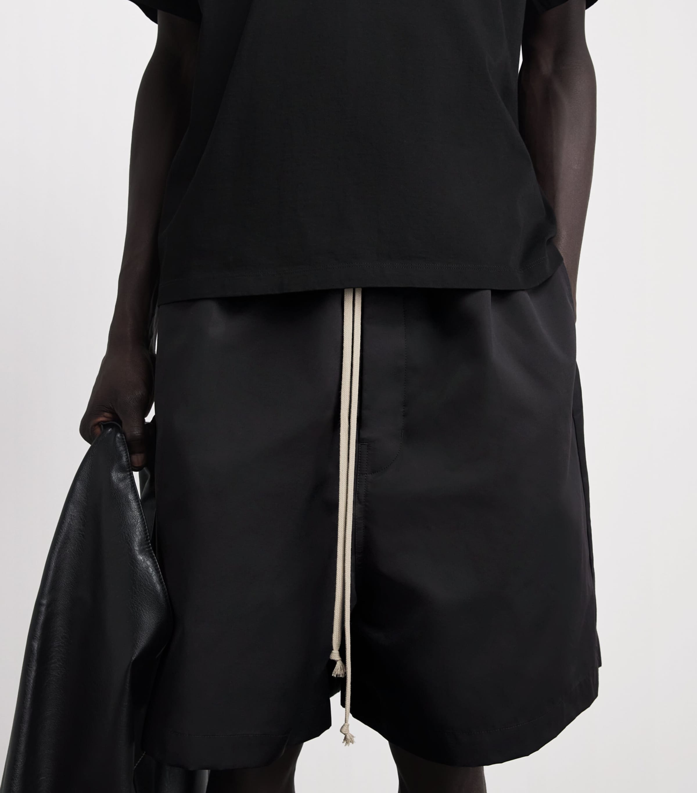 Rick Owens Mens Faun Drawstring Shorts Black Image 3