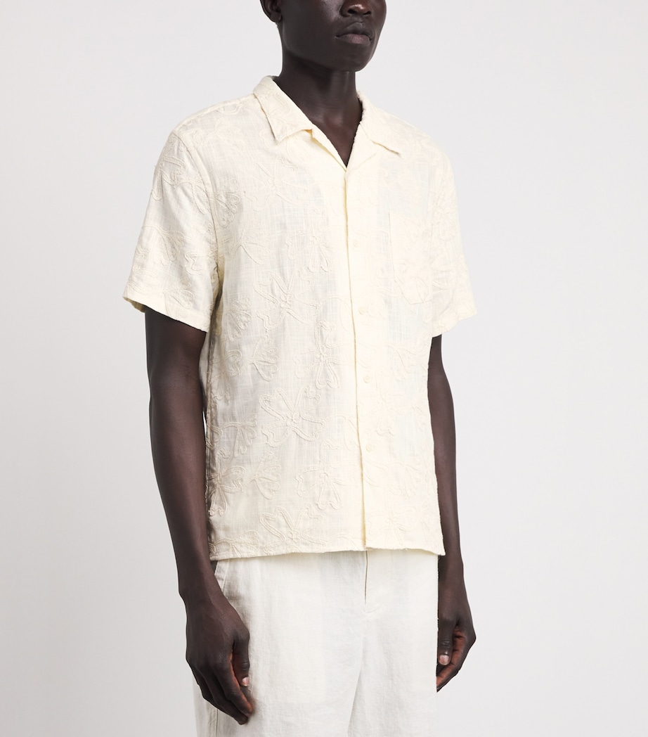 Vince Mens Embroidered Floral Cabana Shirt Blanco Image 4