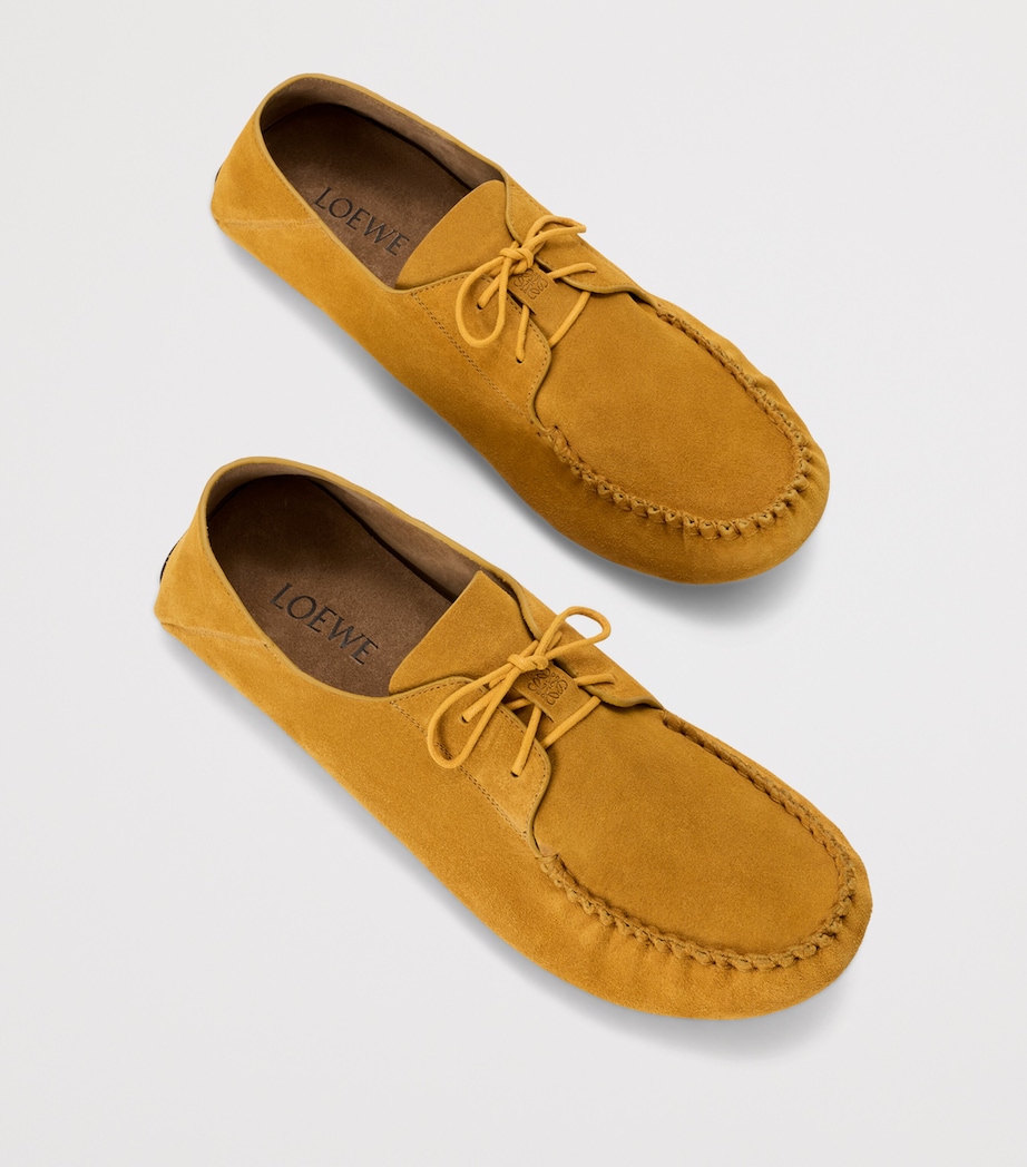 LOEWE Suede Rambla Boat Shoes Ochre Image 4