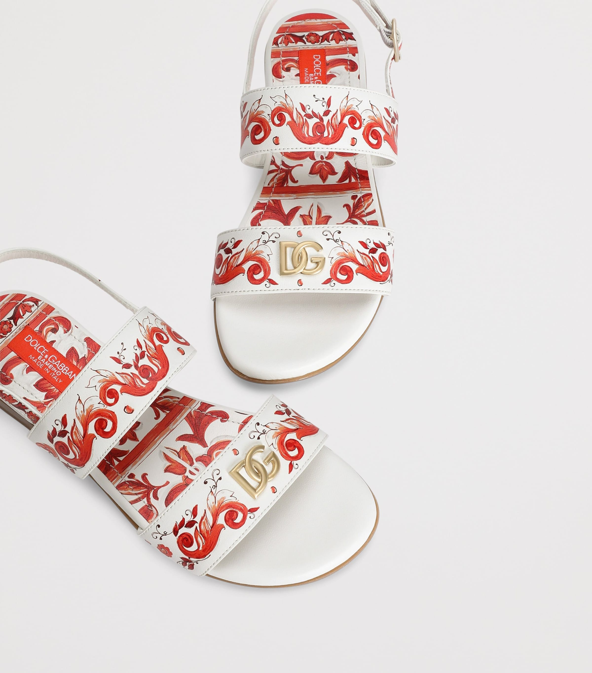 Dolce&Gabbana Kids Calfskin Majolica Sandals Maiolica Ora Image 4