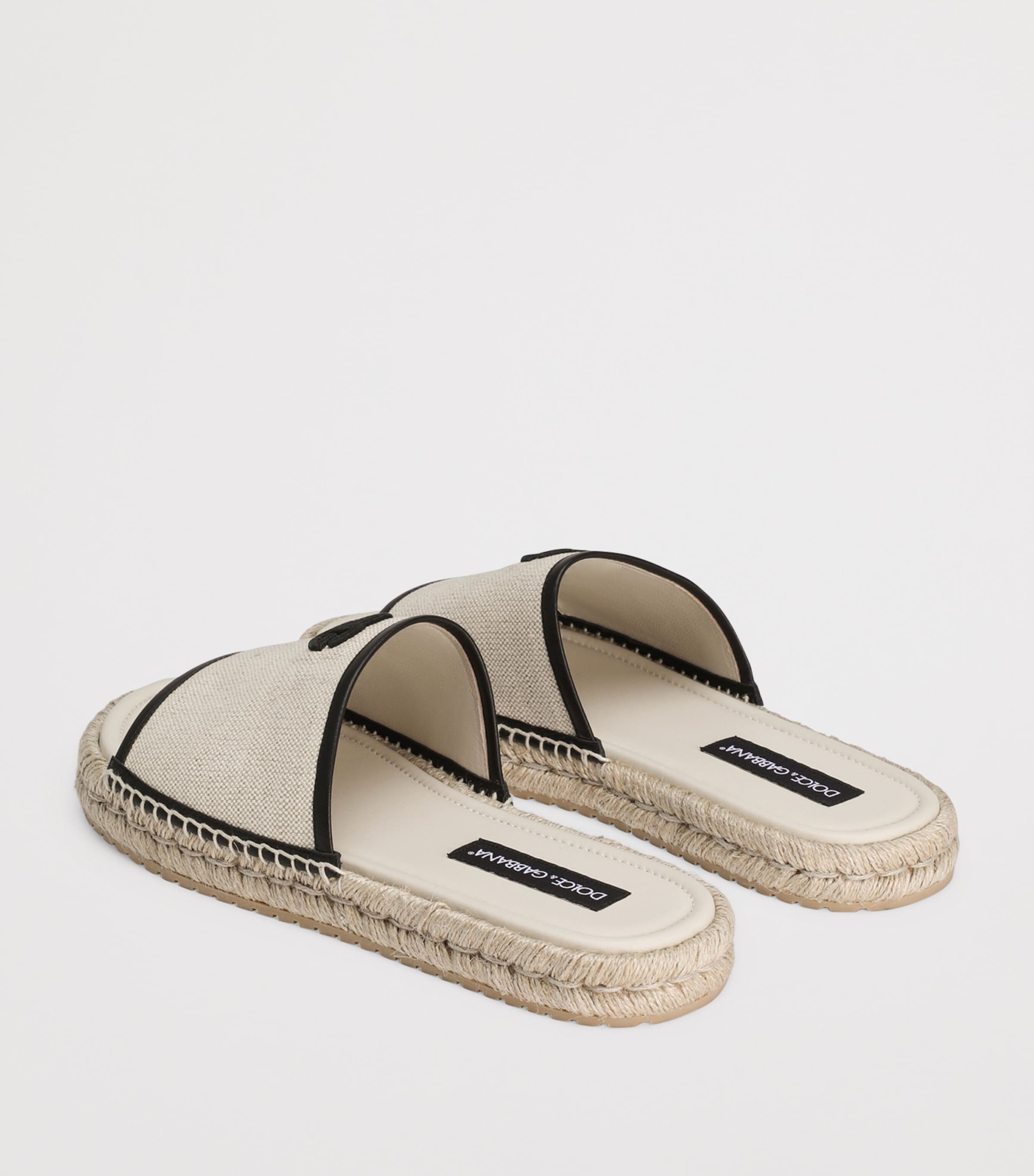 Canvas Embroidered Espadrille Slides 8S469-IVORY/BLACK Image 3