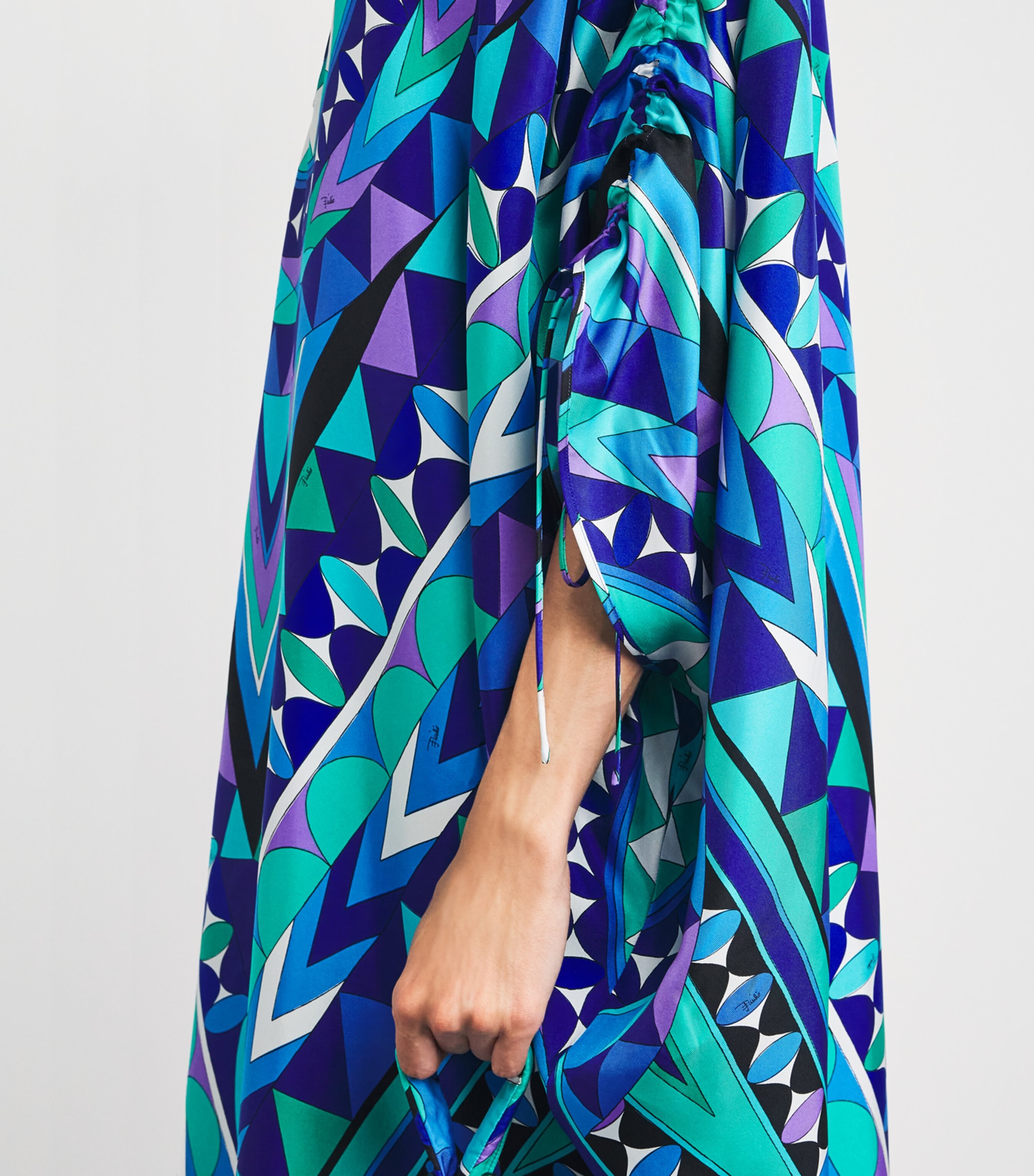 PUCCI Womens Silk Printed Kaftan Maxi Dress Turquoise Image 5