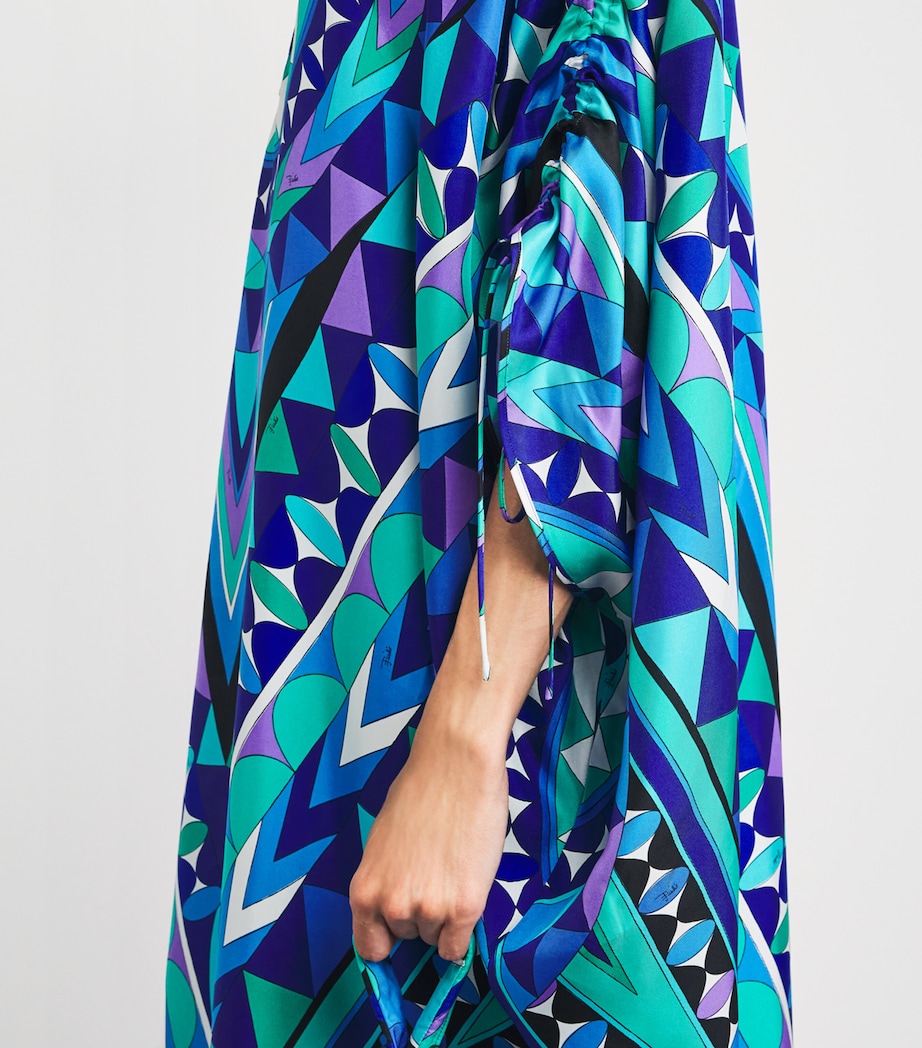 PUCCI Womens Silk Printed Kaftan Maxi Dress Turquoise Image 5