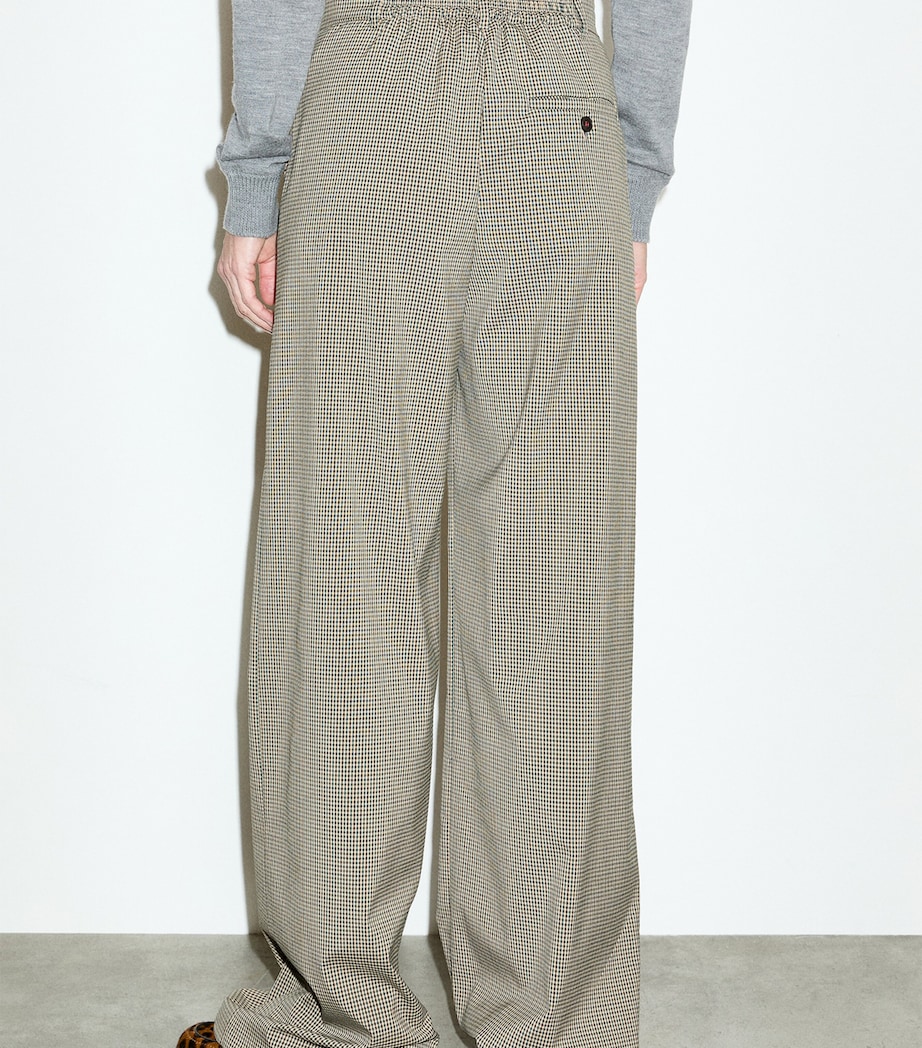 MAX&Co. Womens Houndstooth Check Wide-Leg Trousers Beige Image 3
