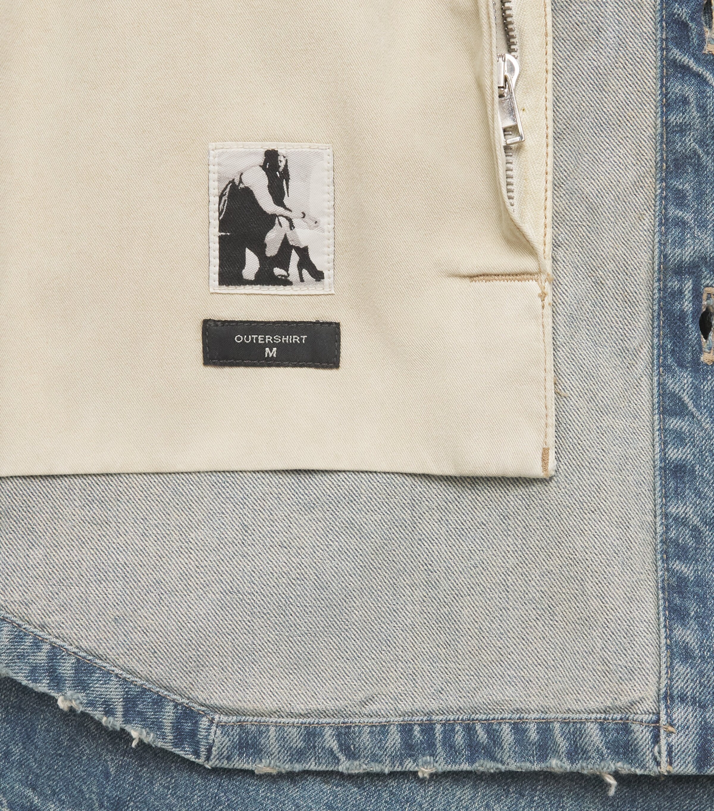 Rick Owens Mens Distressed Denim Overshirt Washed Indigo Image 6