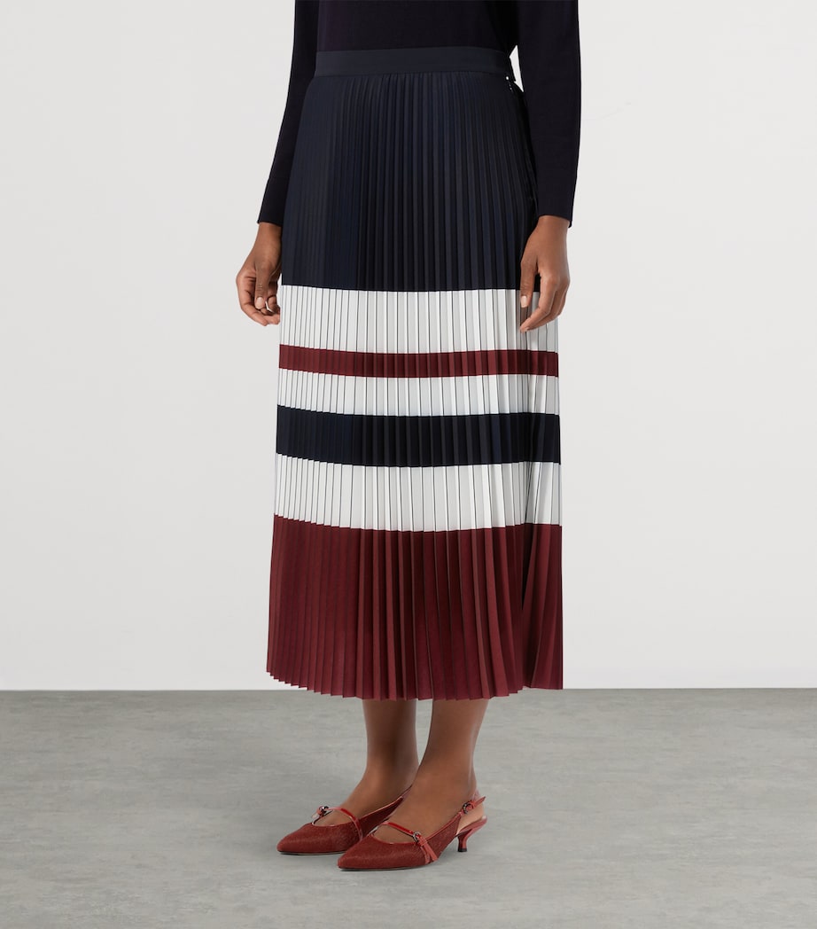 Stripe Pleated Midi Skirt CHERRY Image 2