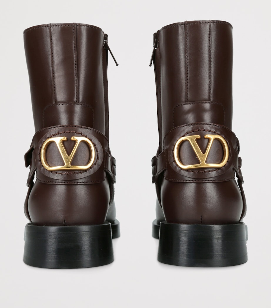 Leather Signature VLogo Ankle Boots 30 BROWN Image 2